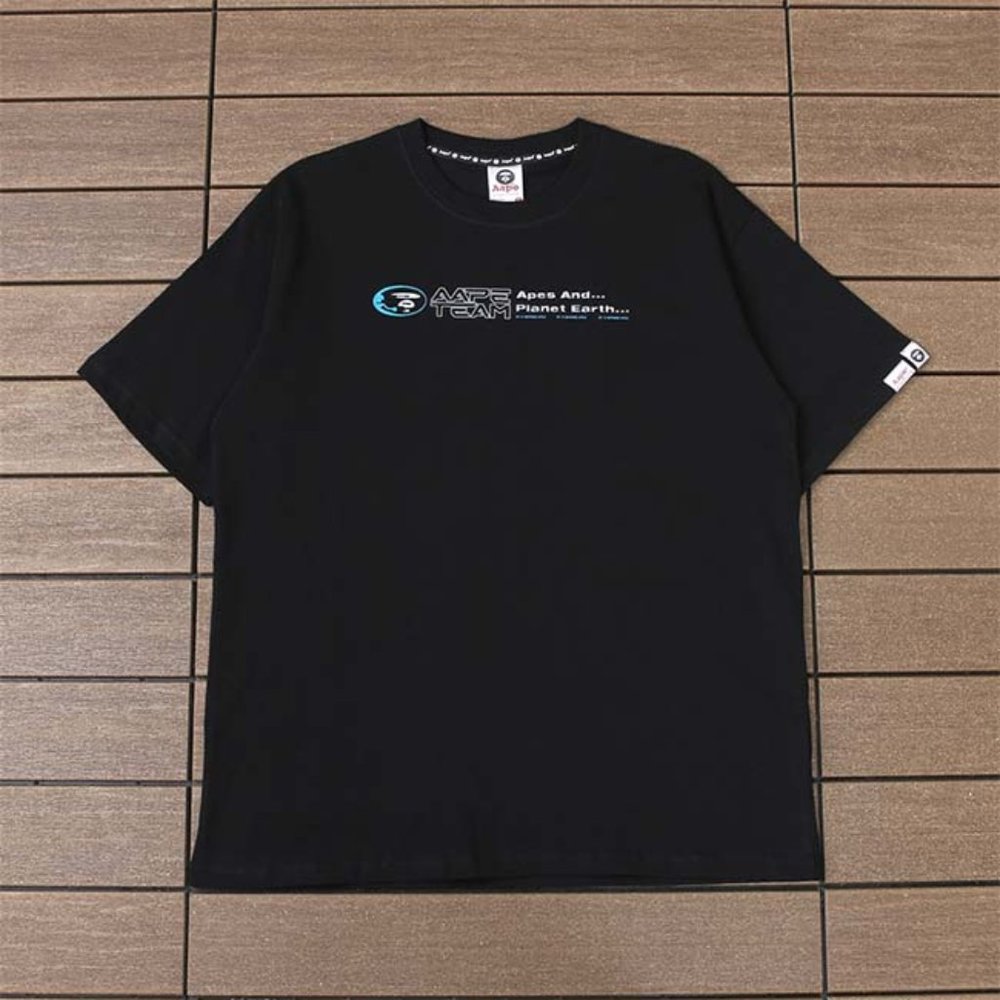 AAPE Monogram Print Logo T-Shirt - Black Short Sleeve
